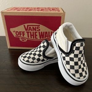 Infant/toddler size 3 black and white checkered slip-on Vans